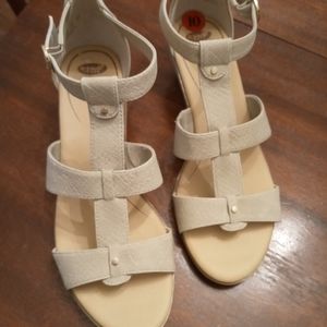 Wedge sandals, size 10M, faux suede,GUC